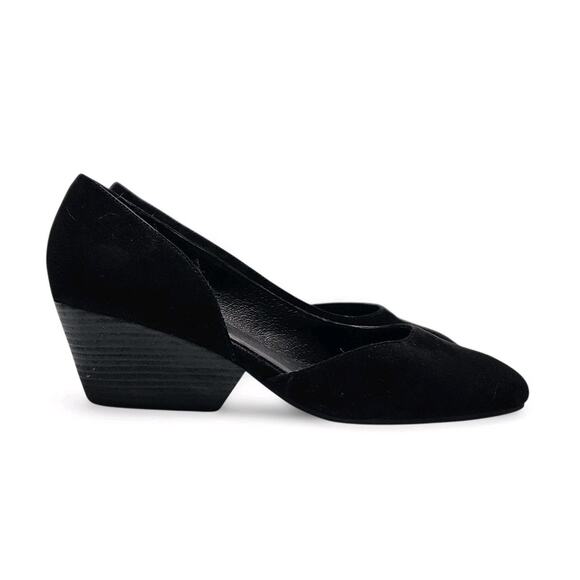 $350 EILEEN FISHER Lily Black Half D'Orsay Slip-On Wedge Pump Women's Size 9.5 - Picture 2 of 8